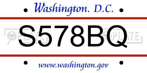 S578BQ District Of Columbia License Plate