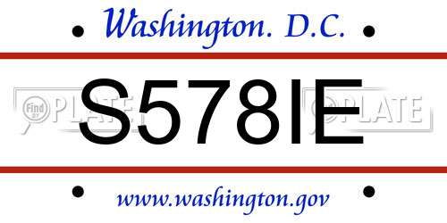 S578IE District Of Columbia License Plate