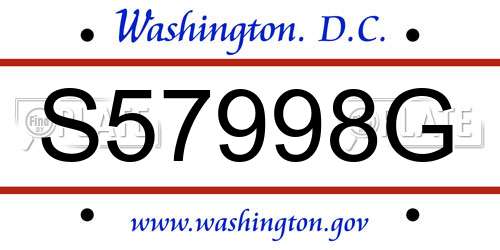 S57998G District Of Columbia License Plate