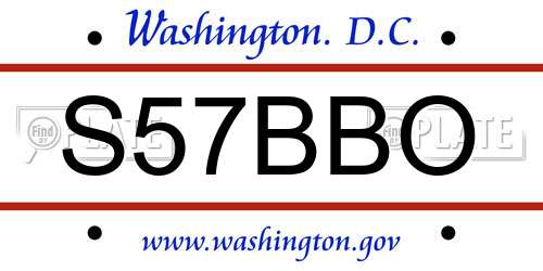 S57BBO District Of Columbia License Plate