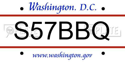 S57BBQ District Of Columbia License Plate
