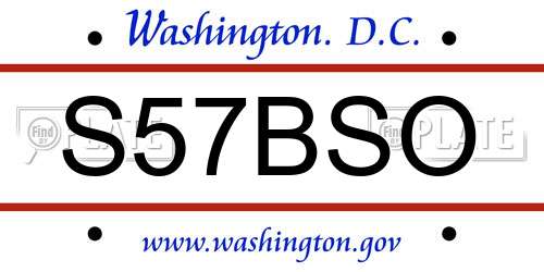 S57BSO District Of Columbia License Plate