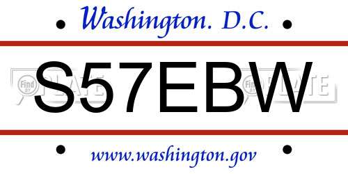 S57EBW District Of Columbia License Plate