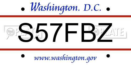 S57FBZ District Of Columbia License Plate