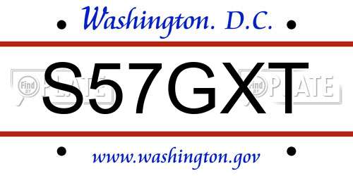 S57GXT District Of Columbia License Plate