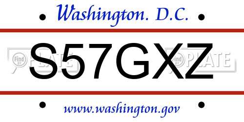 S57GXZ District Of Columbia License Plate