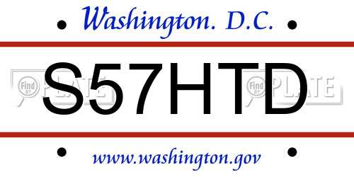 S57HTD District Of Columbia License Plate