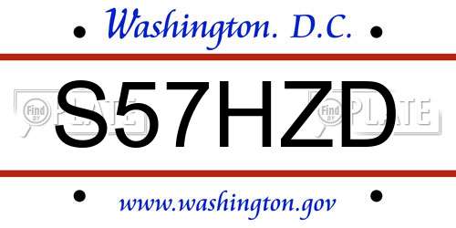 S57HZD District Of Columbia License Plate