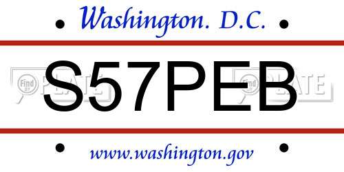 S57PEB District Of Columbia License Plate