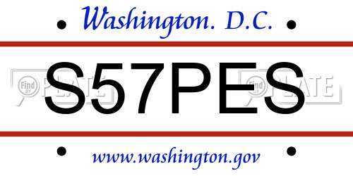 S57PES District Of Columbia License Plate