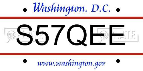 S57QEE District Of Columbia License Plate