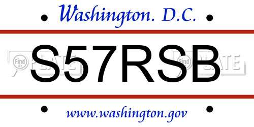 S57RSB District Of Columbia License Plate