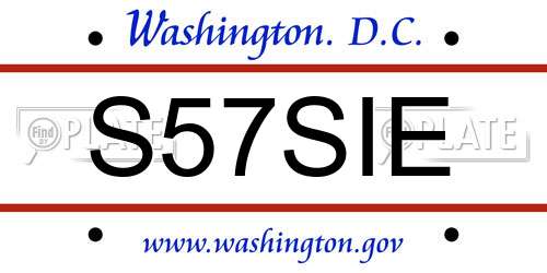 S57SIE District Of Columbia License Plate