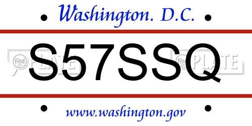 S57SSQ District Of Columbia License Plate