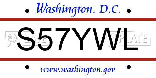 S57YWL District Of Columbia License Plate