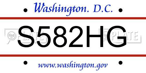 S582HG District Of Columbia License Plate
