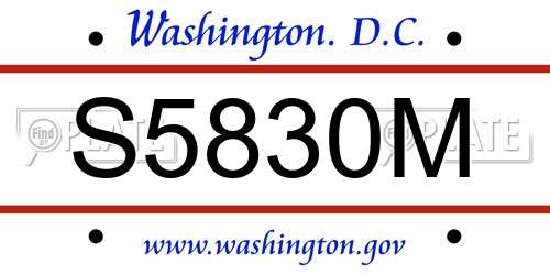 S5830M District Of Columbia License Plate