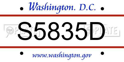 S5835D District Of Columbia License Plate