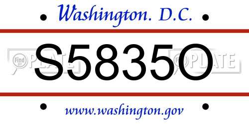 S5835O District Of Columbia License Plate