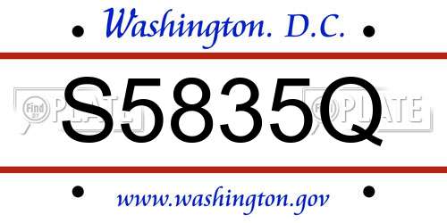 S5835Q District Of Columbia License Plate