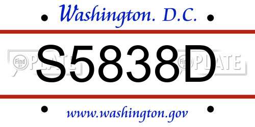 S5838D District Of Columbia License Plate