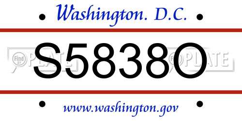 S5838O District Of Columbia License Plate