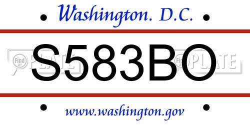 S583BO District Of Columbia License Plate