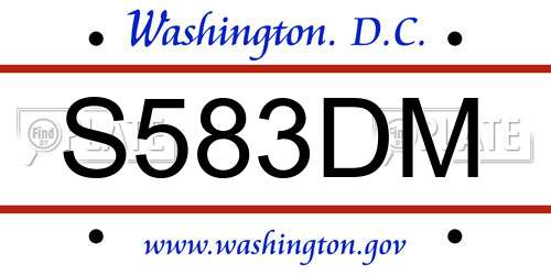 S583DM District Of Columbia License Plate
