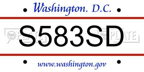 S583SD District Of Columbia License Plate