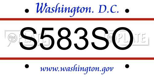 S583SO District Of Columbia License Plate