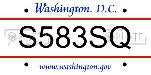 S583SQ District Of Columbia License Plate