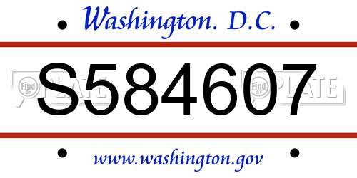 S584607 District Of Columbia License Plate
