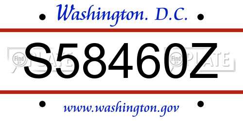 S58460Z District Of Columbia License Plate