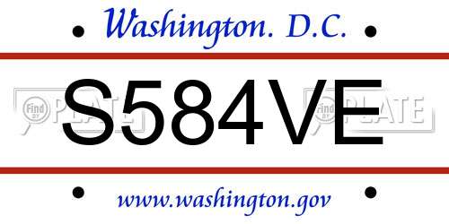 S584VE District Of Columbia License Plate
