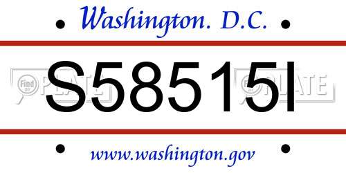 S58515I District Of Columbia License Plate