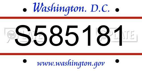 S585181 District Of Columbia License Plate