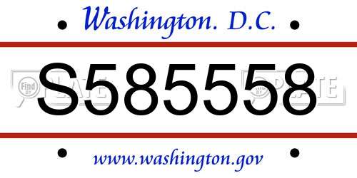 S585558 District Of Columbia License Plate