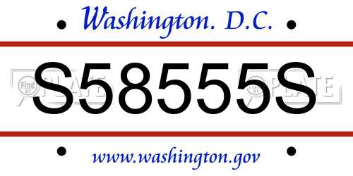 S58555S District Of Columbia License Plate