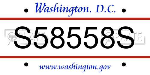 S58558S District Of Columbia License Plate