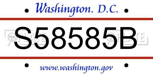 S58585B District Of Columbia License Plate