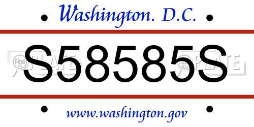 S58585S District Of Columbia License Plate