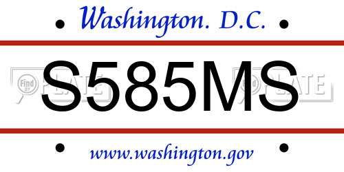 S585MS District Of Columbia License Plate