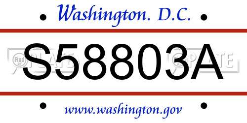 S58803A District Of Columbia License Plate