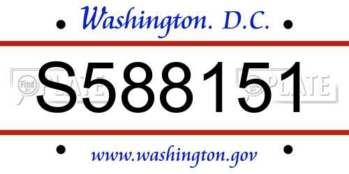 S588151 District Of Columbia License Plate