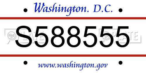 S588555 District Of Columbia License Plate