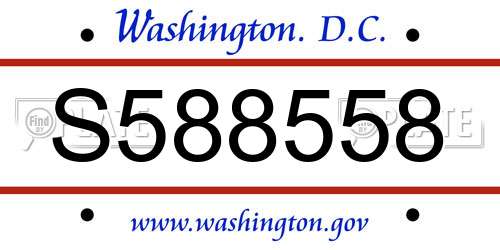 S588558 District Of Columbia License Plate
