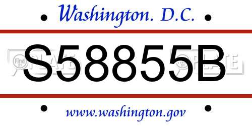 S58855B District Of Columbia License Plate