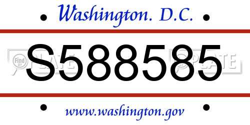S588585 District Of Columbia License Plate