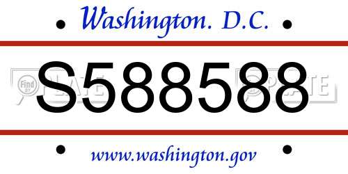 S588588 District Of Columbia License Plate