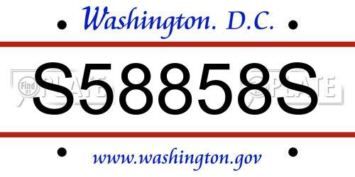 S58858S District Of Columbia License Plate